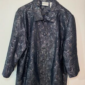 Alfred Dunner Silver Metallic Shimmering Paisley Jacket
